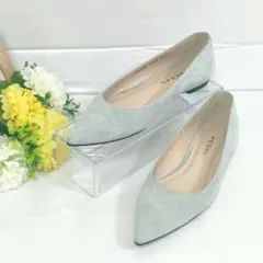 現行 REGAL ポインテッドトゥ パンプス スエード ローヒール 本革 日本製