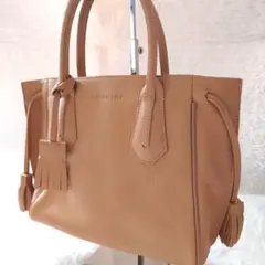 美品 LONGCHAMP ロンシャン ペネロペ レザー ハンドバッグ タッセル