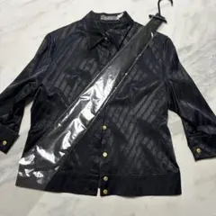 ブラック サテン シャツ　ブラウス M 日本製