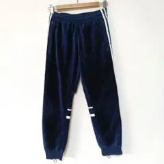 adidas ベロア ジョガーパンツ トラックパンツ　ネイビー　Ｓ　バックロゴ