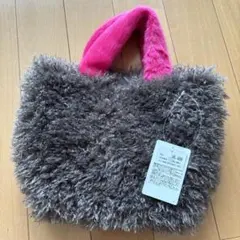 値下げ 未使用 COOCO ファー素材 トートバッグ モカ系✖︎ピンク