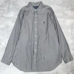 レア 90's ラルフローレン Blakeシャツ 千鳥格子柄 XL ネイビー
