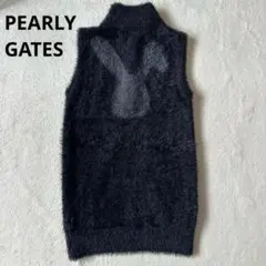 パーリーゲイツ ベスト ゴルフ シャギーニット うさぎ ブラック 刺繍ロゴ 1のサムネイル