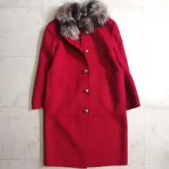 상태좋음 ♪iCB 2way フォックスファー カシミヤ羊毛 ロングコート