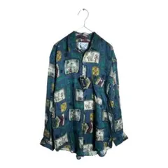 GOOUCH シルクシャツ ネイビー レトロ 古着 DEADSTOCK タグ付き