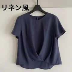 美品 ニューヨーカー リネンライク ネイビー系 ブラウスのサムネイル