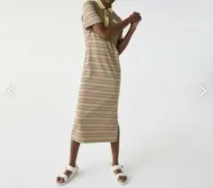 LACOSTE ストライプ ポロワンピース 半袖