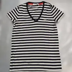LACOSTE ボーダー Vネック Tシャツ 34のサムネイル