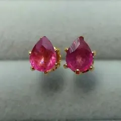 2✧モザンビーク ルビー 4.0×3.0mm✧　ピアス　ステンレス