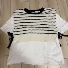 ZARA ストライプリボン付きTシャツ M