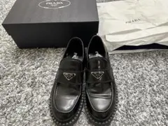 PRADA チョコレート ブラッシュドレザー ローファー プラダ 2DE127