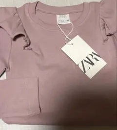 お値下げZARA フリル付き長袖カットソー 6-7歳 ピンク120cm新品未使用