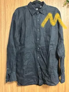 UNIQLO ユニクロ　プレミアムリネンシャツ　長袖　ブラック　M