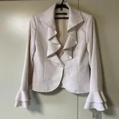 RORENZO RIGHIフリル付きベージュチェックジャケットタグ付き