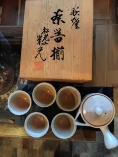 萩焼 煎茶器揃 宝瓶 湯冷まし 湯呑6客 木箱入 - メルカリ