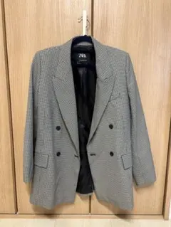 ZARA チェック柄 ダブルブレストジャケット M