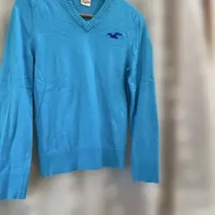 ホリスター　Hollister ブルーに紺のカモメが飛ぶ！長袖セーター S