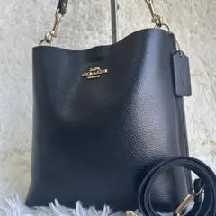 美品✨コーチ ショルダーバッグ 2way モリー バケット シボ革 ブラック