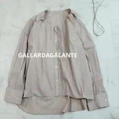 ガリャルダガランテ 衿ギャザー コットン ストライプ 長袖ブラウス　25年製