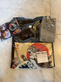 猫イラストTシャツと靴下マイバック セット
