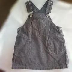 petit main グレー ストライプ オーバーオールスカート