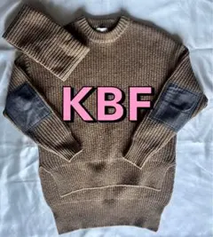 KBF 肘当て付き ベージュ ブラウン カーキ ニットセーター トップス