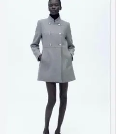 ZARA ウールダブルブレストコート　S