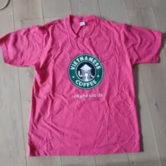 ベトナムコーヒー Tシャツ Lサイズ ピンク