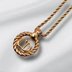 美品　Dior ディオール　ツイストサークル　CDロゴ　ゴールドトーンネックレス