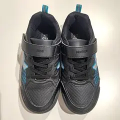 美品 Mad foot キッズスニーカー 19 幅広 3E ブラック ブルー