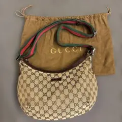 ✨美品✨グッチショルダーバックGG柄キャンバスベージュハーフムーン 楽天市場】ハーフムーン ショルダーバッグ（ブランドグッチ）の通販