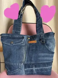 ❤️ポケットいっぱい♡デニムリメイク♡トートバッグ