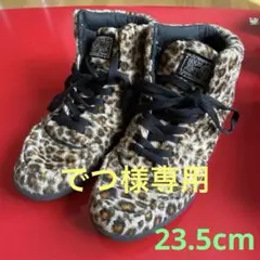 ＶＡＮＳ　23.5cmヒョウ柄ファー ハイカットスニーカー