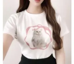 GRL グレイル 猫 cat ねこ Tシャツ キャットプリントショート丈Tシャツ