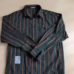 MERYUERU 　メンズ　ネルシャツ　Lサイズ　深緑×オレンジ　春.秋物に★