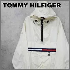 90s 古着 トミー ヒルフィガー 刺繍 ハーフジップ ナイロンジャケット XL