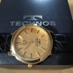 TECHNOS テクノス 24金 金箔文字盤 ダイヤモンド 　電池新品交換済みのサムネイル