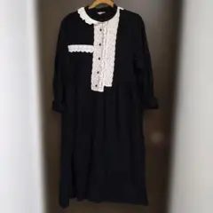 新品　サマンサモスモスsm2　レース襟付き黒ワンピース