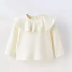 ZARA ソフトタッチ フリルネックトップス首元フリル付 80㎝ 9-12ヶ月