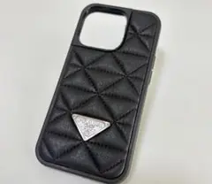 ブラック iPhoneケース キルティング 14Pro