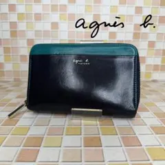 agnes b. アニエスベー レザー二つ折り財布 ブラック 黒 - メルカリ