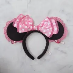 ディズニー ミニー ピンク イヤリング カチューシャ ドット レース フリル