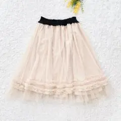 アクシーズファム　パニエ　チュールスカート　M ライトベージュ　ロリ　フェミニン