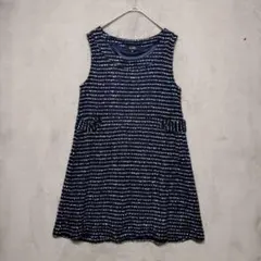 L&B♡ノースリーブワンピース ボーダー ミニ丈 ネイビー M