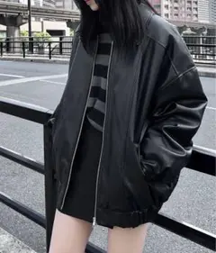 Figments オーバーフェイクレザーブルゾン