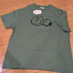 新品　スヌーピー　Tシャツ　LL　ゆったり　大きめ　グリーン系　綿
