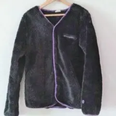 美品】Champion ボアフリース スナップジャケット M 黒 紫 ノーカラー
