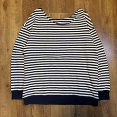 00s UNIQLOボーダー長袖カットソーロンTボックスシルエット白/黒　92