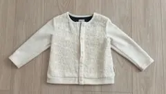 ホワイト 花柄刺繍 長袖カーディガン