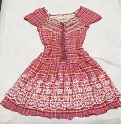 axes femme チェック柄 ワンピース 編み上げ　ビスチェ風リズリサ姫系